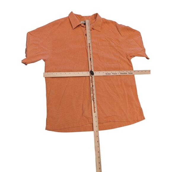Tommy Bahama Silk Shirt Mens Large Orange Check Short Sleeve Button Beach Resort - Picture 5 of 13